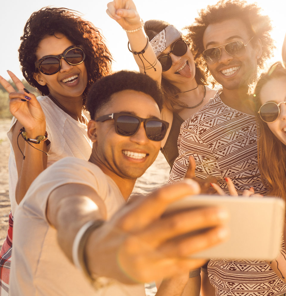 group of friends taking a selfie