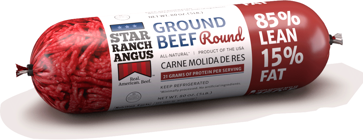 Star Ranch Angus chub ground beef packaging