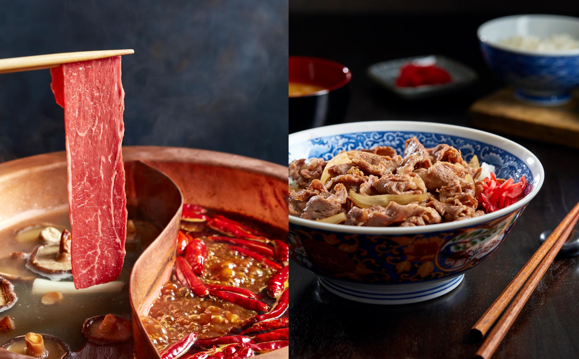 Asian-inspired beef and pork dishes