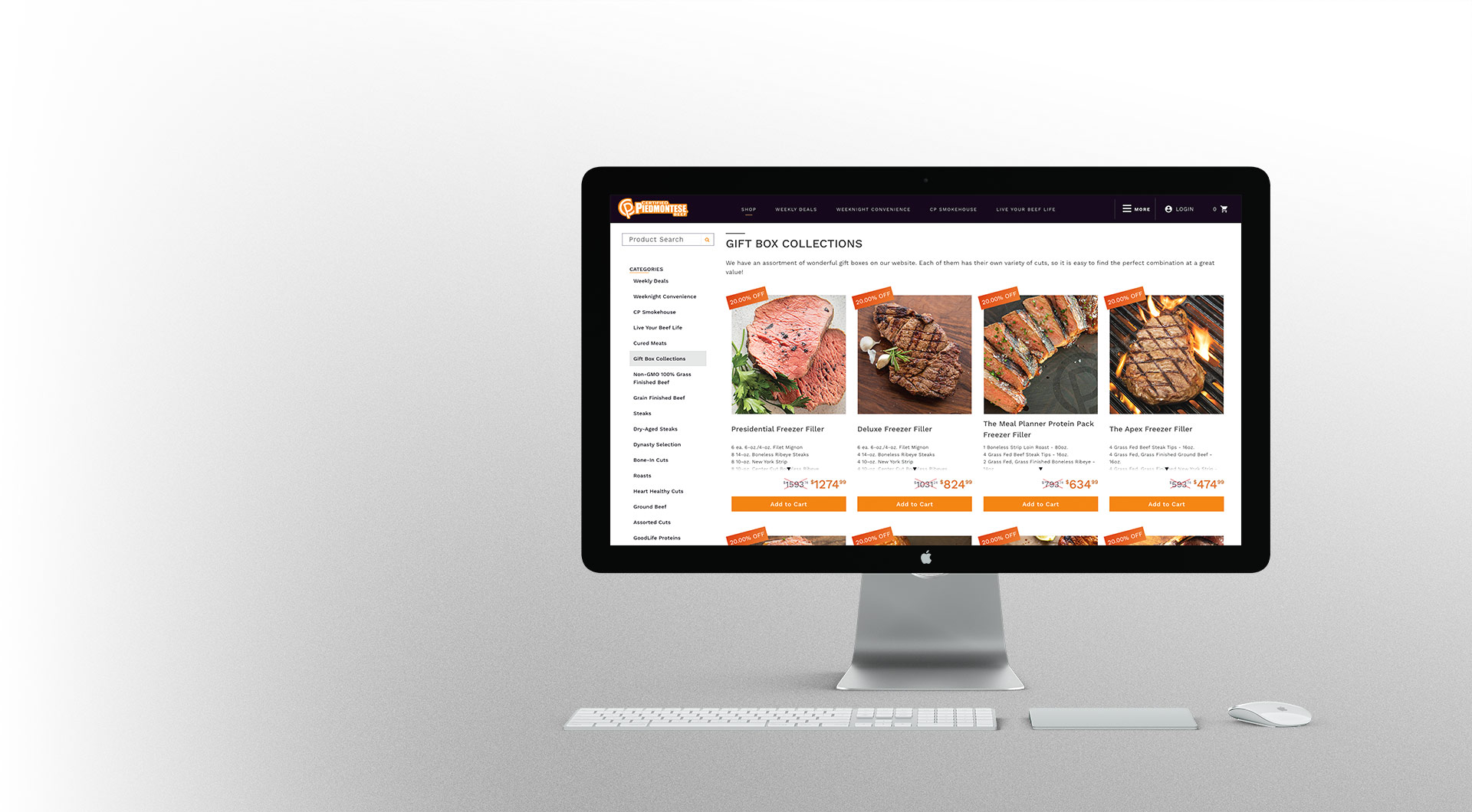 Shopping for meat online with a desktop computer