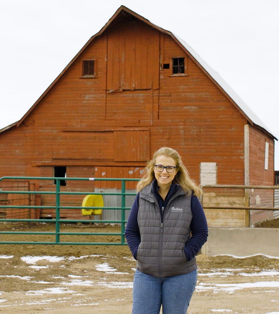 Principal Danette Amstein in front her barn in Kansas. 