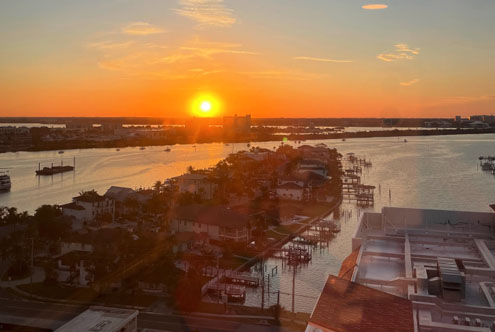 The sun setting over Tampa Florida