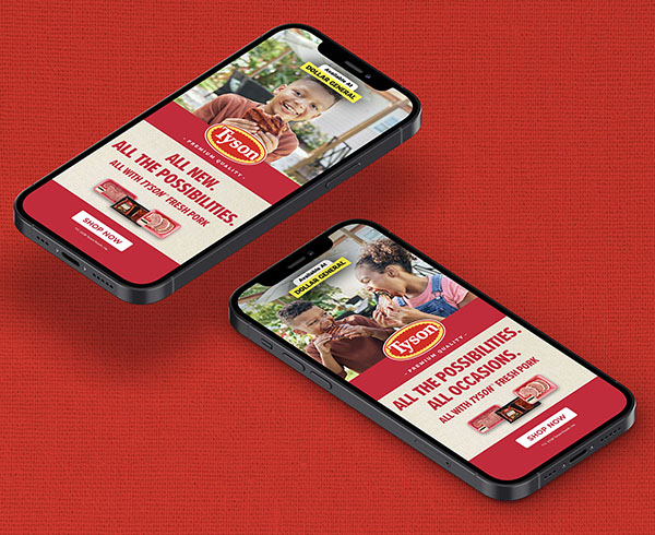 The mobile campaign views on two smart phones